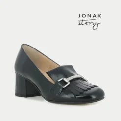 Mocassins noir à talon avec mors