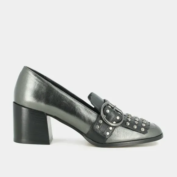 Mocassins à talons et pattes frangées