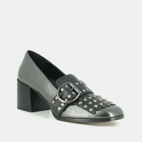 Mocassins à talons et pattes frangées