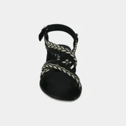 Nu-pieds en cuir noir à bride